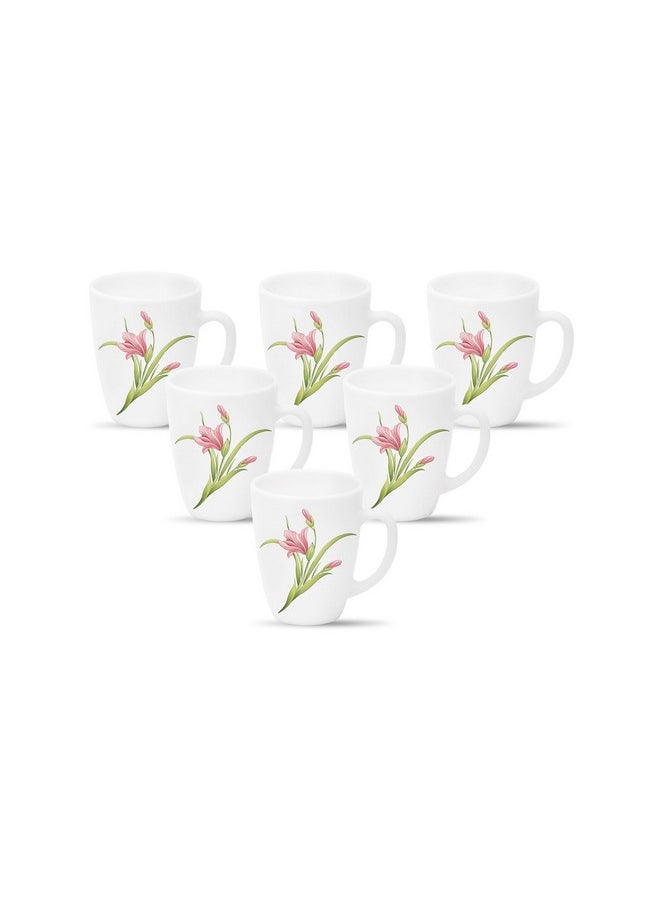 La Opala La Opala Diva, Opal Glass Crockery | Coffee Mug Barrel Regular, Set of 6 | Flaming Red, 160 ml | for Tea & Coffee | Microwave Safe | 100% Vegetarian | Extra Strong | Super Light | Super White  - Image 1