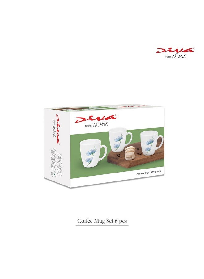 La Opala La Opala Diva, Opal Glass Crockery | Coffee Mug Barrel Regular, Set of 6 | Flaming Red, 160 ml | for Tea & Coffee | Microwave Safe | 100% Vegetarian | Extra Strong | Super Light | Super White  - Image 4