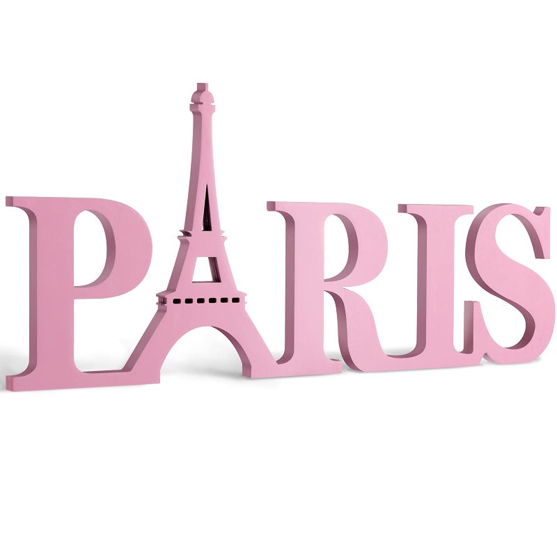 Yalikop Yalikop Paris Decor for Bedroom Wooden Eiffel Tower Wall Decor Eiffel Tower Letters Wood Sign Bathroom French Room Wall ArtPink 