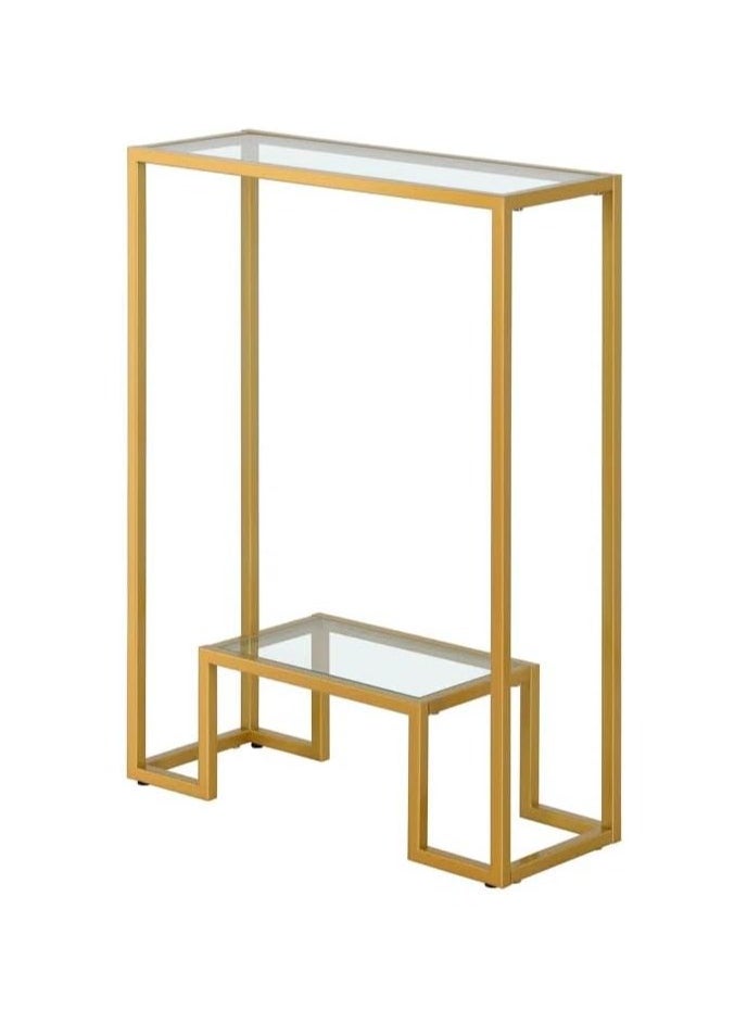 LINGWEI Modern 2 Tier Console Table with Tempered Glass Top Small Entryway Table Side Table Sofa Side Table and Entry Table For Living Room and Hallway Decor  - Image 4