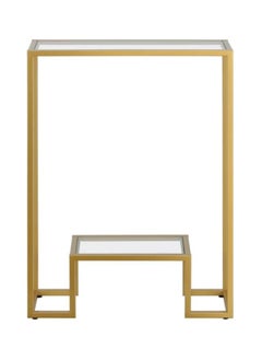 LINGWEI Modern 2 Tier Console Table with Tempered Glass Top Small Entryway Table Side Table Sofa Side Table and Entry Table For Living Room and Hallway Decor  - Image 5