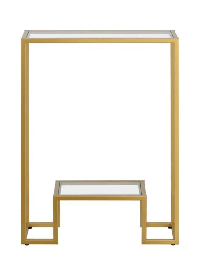 LINGWEI Modern 2 Tier Console Table with Tempered Glass Top Small Entryway Table Side Table Sofa Side Table and Entry Table For Living Room and Hallway Decor  - Image 5
