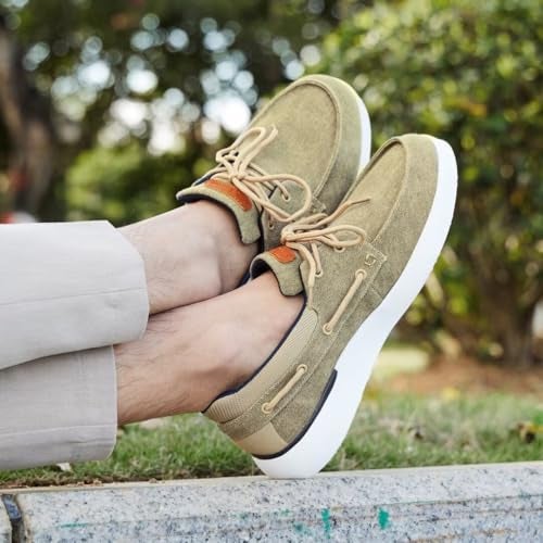 OrthoComfoot Men's Orthopedic Slip On Loafers Walking Shoes: Supportive Driving Loafers for Arch Support Cushion EVA+Rubber Sole, Orthotic Boat Casual Shoes for Hanging Out Khaki Size 10.5 - Image 3