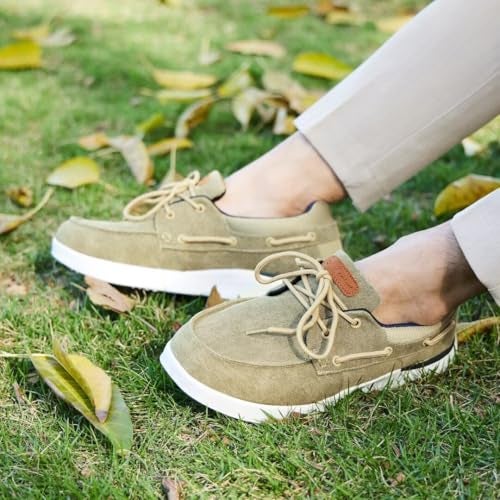 OrthoComfoot Men's Orthopedic Slip On Loafers Walking Shoes: Supportive Driving Loafers for Arch Support Cushion EVA+Rubber Sole, Orthotic Boat Casual Shoes for Hanging Out Khaki Size 10.5 - Image 2