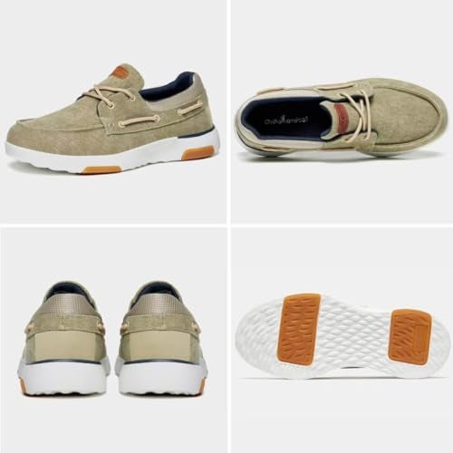 OrthoComfoot Men's Orthopedic Slip On Loafers Walking Shoes: Supportive Driving Loafers for Arch Support Cushion EVA+Rubber Sole, Orthotic Boat Casual Shoes for Hanging Out Khaki Size 10.5 - Image 4