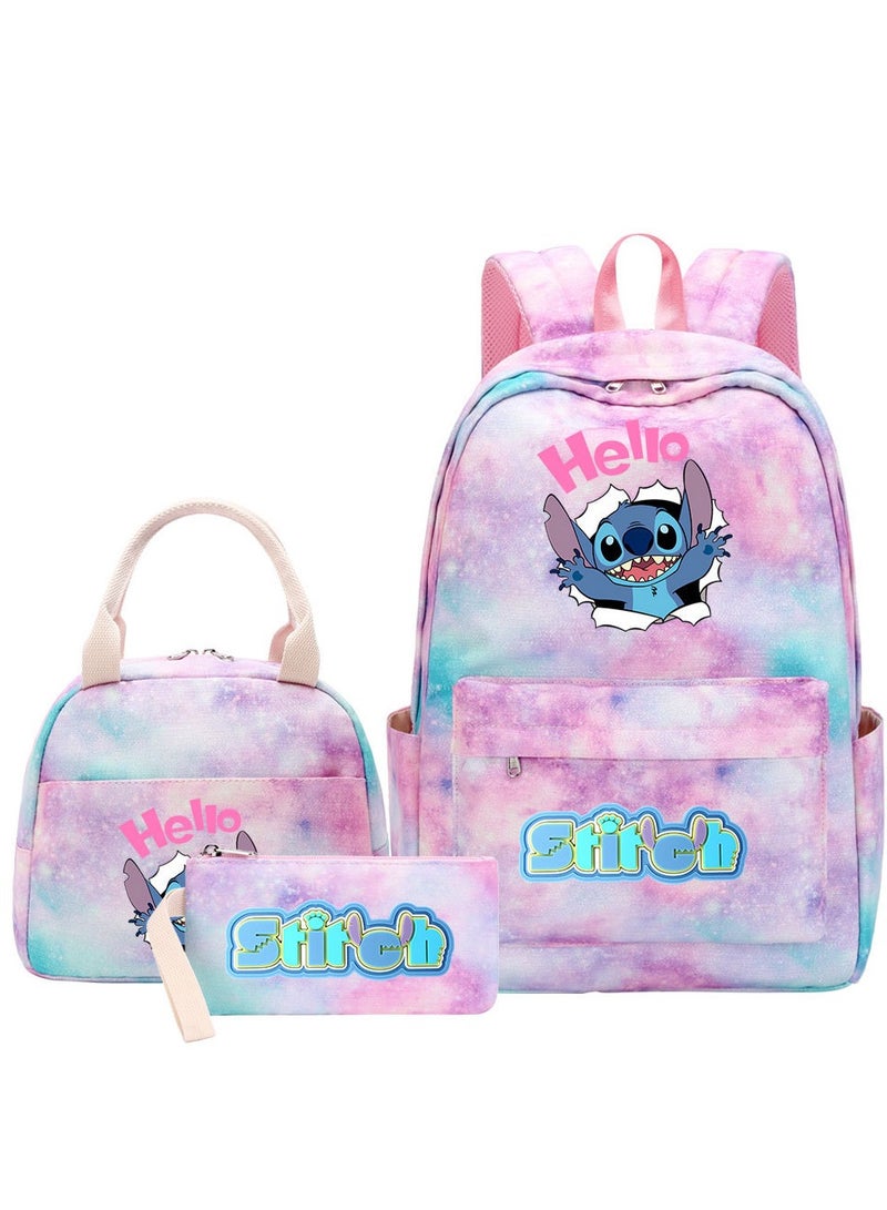 Stitch Cartoon Backpack Three-Piece Set