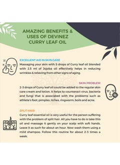 Devinez Curry Leaf Essential Oil, Kadi Patta, 100ml - 100% Pure, Natural & Undiluted in Anodized Aluminum Bottle for Acne, Irritated Skin, Aromatherapy, Massage, Dandruff Care, Natural Remedies - pzsku/ZDBB40FEEA1A9E9E86269Z/45/_/1738306220/0d77c582-b3f7-4118-9fd3-382830a1882b