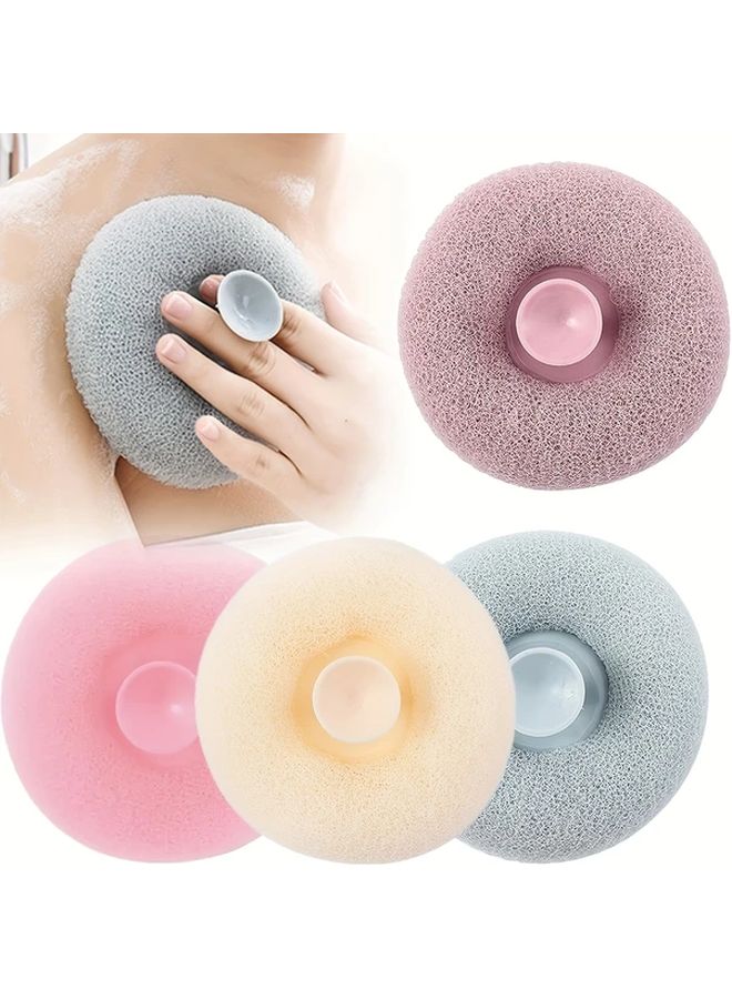 Polyester Exfoliating Shower Brush With Suction Cups Massage Bath Ball Sponge Wall Mounted Loofah Random Color 1pc - Image 1