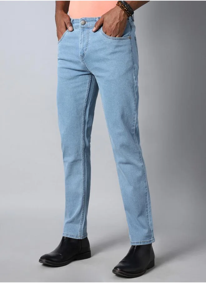 HIGH STAR Mid Rise Plain Regular Fit Jeans by Styli