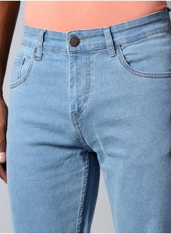 HIGH STAR Mid Rise Plain Regular Fit Jeans by Styli  - Image 4