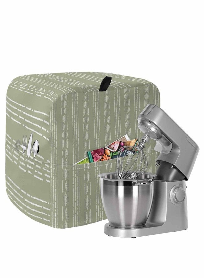 Zadaling Spring Stand Mixer Dust Proof Cover with Pocket, Sage Green White Lines Vintage Texture Home Decor Waterproof Farmhouse Kitchen Accessories for Stand Mixer Coffee Maker Bread Maker 6-8 Quart - Image 1