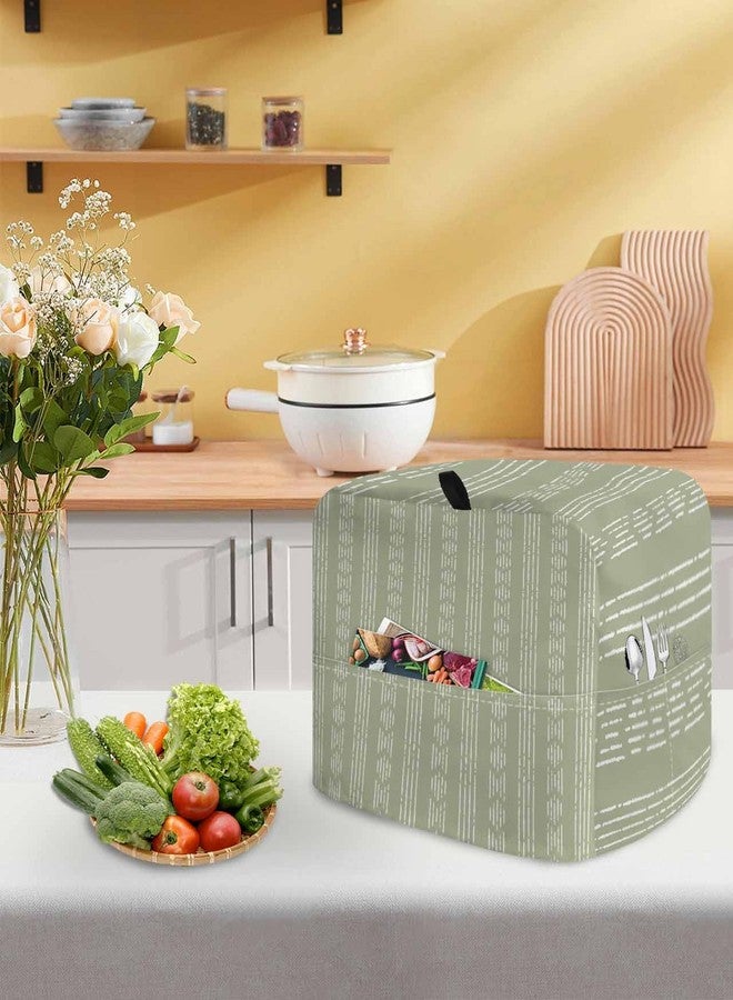 Zadaling Spring Stand Mixer Dust Proof Cover with Pocket, Sage Green White Lines Vintage Texture Home Decor Waterproof Farmhouse Kitchen Accessories for Stand Mixer Coffee Maker Bread Maker 6-8 Quart - Image 5