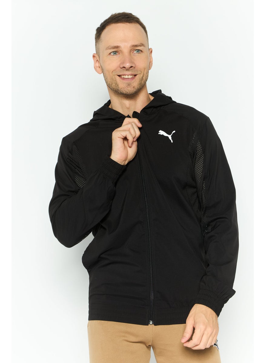 PUMA Men Sportswear Fit Brand Logo Outdoor Hooded Jacket, Black  - Image 1