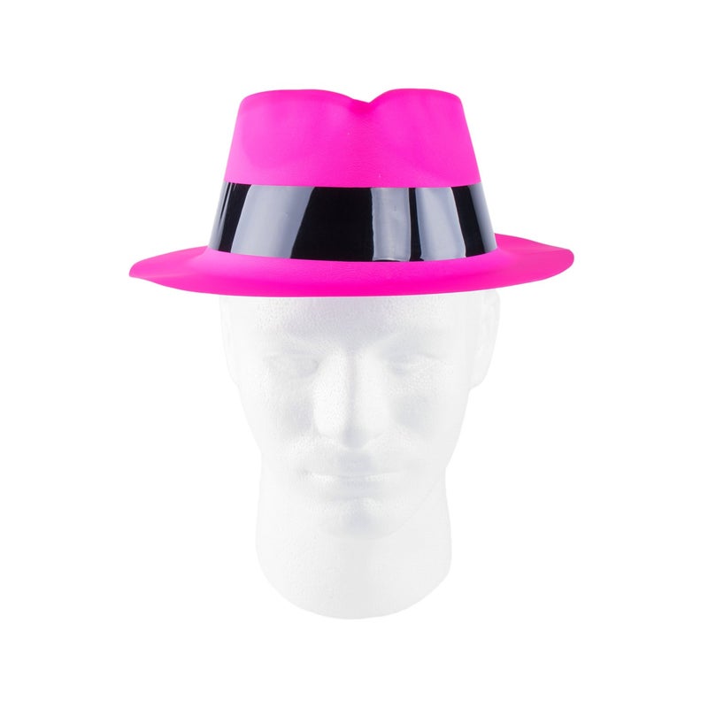 Super Z Outlet 12 Pack Neon Mafia Style Gangster Fedora Dress Hats Children's Birthday Props Supplies Favors - Image 5