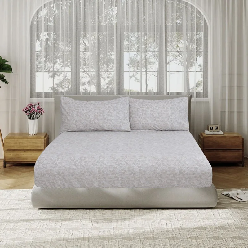 DWELL 200 Thread Count Printed Sunrich Fitted Sheet Set - Reverse