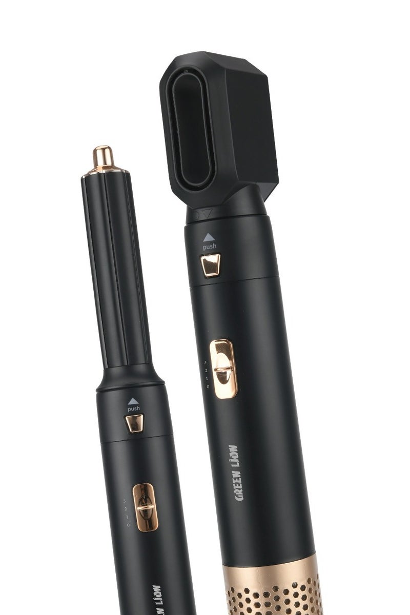 GREEN LION 5 in 1 Professional Hot Hair Styler 2 with Dry & Straighten Hair & Power 1000W / 3-Level Heating Technology / 2 Detachable Hair Curlers / Dryer & Blower - Black - Image 1