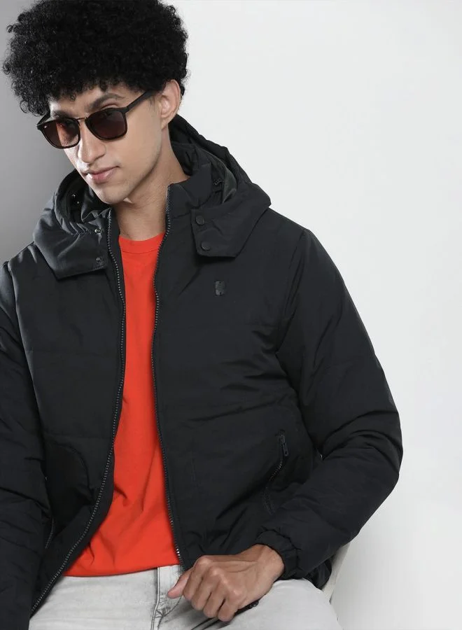 The Indian Garage Co The Indian Garage Co Men Slim Fit Solid Round Neck Long Sleeves Jacket