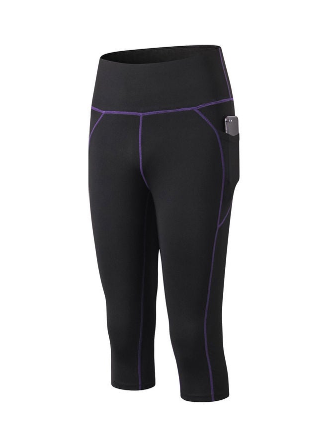 Nariele Yoga Leggings Capri Pants Quick Dry High Waist Pocket Bodycon Jogging Workout Gym Fitness Sport Trousers M 20 x 5 x 12cm - Image 1