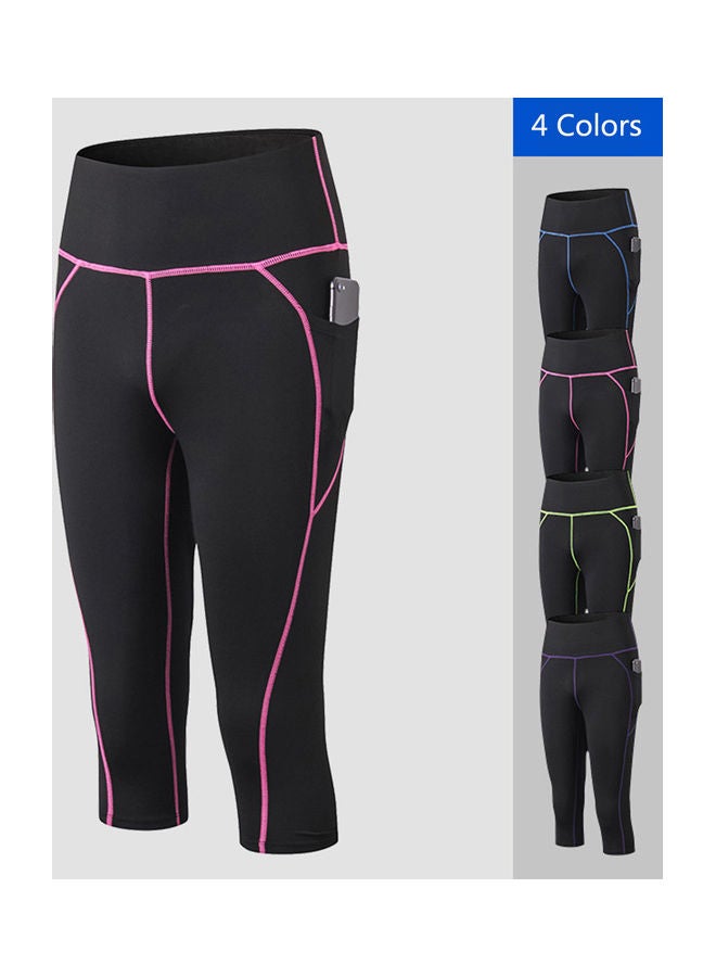 Nariele Yoga Leggings Capri Pants Quick Dry High Waist Pocket Bodycon Jogging Workout Gym Fitness Sport Trousers M 20 x 5 x 12cm - Image 5