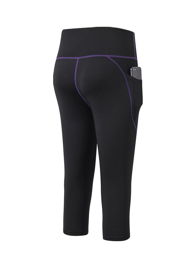 Nariele Yoga Leggings Capri Pants Quick Dry High Waist Pocket Bodycon Jogging Workout Gym Fitness Sport Trousers M 20 x 5 x 12cm - Image 2