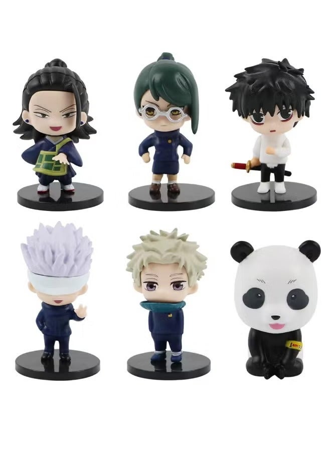 6 Piece Anime Jujutsu Kaisen Action Figure with Base Cartoon Model Figure Statue PVC Character Model Toys for Desktop Decorations Collectibles Gifts for Fans Friends Kids  - Image 1