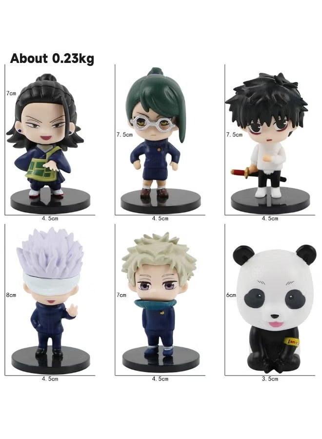 6 Piece Anime Jujutsu Kaisen Action Figure with Base Cartoon Model Figure Statue PVC Character Model Toys for Desktop Decorations Collectibles Gifts for Fans Friends Kids  - Image 2