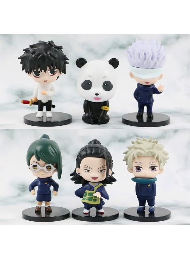 6 Piece Anime Jujutsu Kaisen Action Figure with Base Cartoon Model Figure Statue PVC Character Model Toys for Desktop Decorations Collectibles Gifts for Fans Friends Kids  - Image 3
