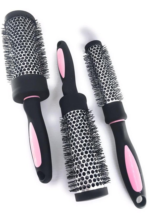 روبي فيس مجموعة فرش روبي فيس الدائرية لتجفيف الشعر وتجعيده، مجموعة فرش شعر دائرية لتصفيف الشعر المجعد والمستقيم للنساء في صالونات التجميل، (وردي، 25 مم + 32 مم + 45 مم - 3 قطع) - Image 1