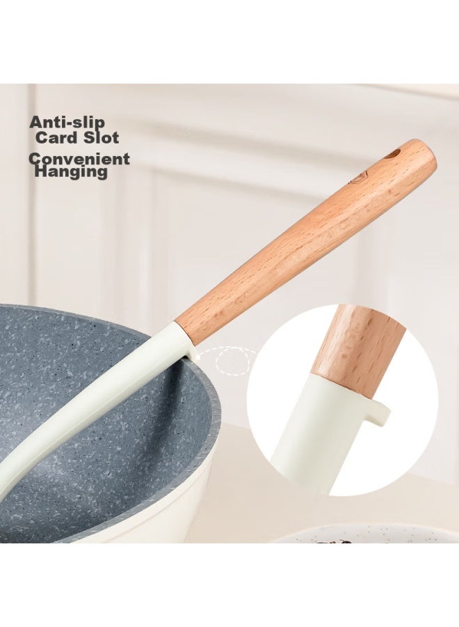 JD.com Jd Jingzao Antibacterial Silicone Soup Ladle With Beech Wood Extended Handle, Non-stick Large Soup Spoon For Home Use, Extended Anti-scalding Ladle  - Image 2