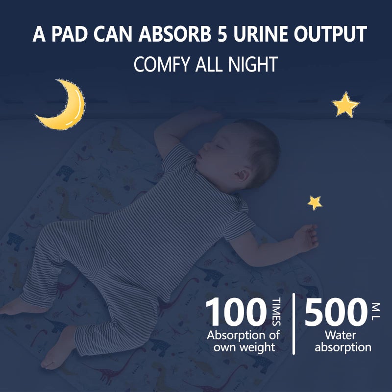 Bnditeu 2Pcs Diaper Changing Pads for Baby, Dinosaur Change Mat, 3Layers Waterproof Change Pad Foldable Absorbent Mats for Women, Reusable Incontinence Underpads for Patient 24''x30'' (Dinosaur Black Star) - Image 5