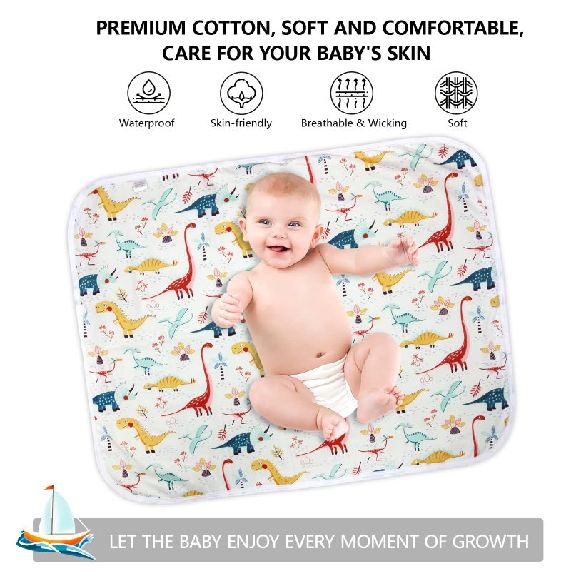 Bnditeu 2Pcs Diaper Changing Pads for Baby, Dinosaur Change Mat, 3Layers Waterproof Change Pad Foldable Absorbent Mats for Women, Reusable Incontinence Underpads for Patient 24''x30'' (Dinosaur Black Star) - Image 3