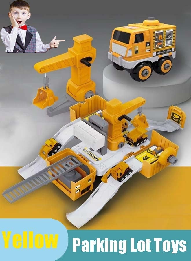 إيزي سو مجموعة ألعاب موقف السيارات، لعبة سيارة 2 في 1، سيارة لعبة متحولة، نموذج سيارة متعدد الوظائف مع سيارات صغيرة، هدية رائعة للأولاد والبنات - Image 1