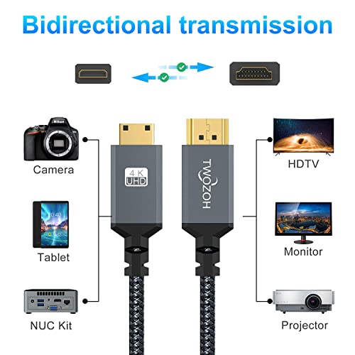 Twozoh كابل توزو اليساري المنحني المصغر HDMI إلى HDMI، كابل HDMI المصغر المنحني بزاوية 90 درجة يدعم 3D/4K 1080P بطول ممتد يصل إلى 1.5م / 5 قدم - Image 4