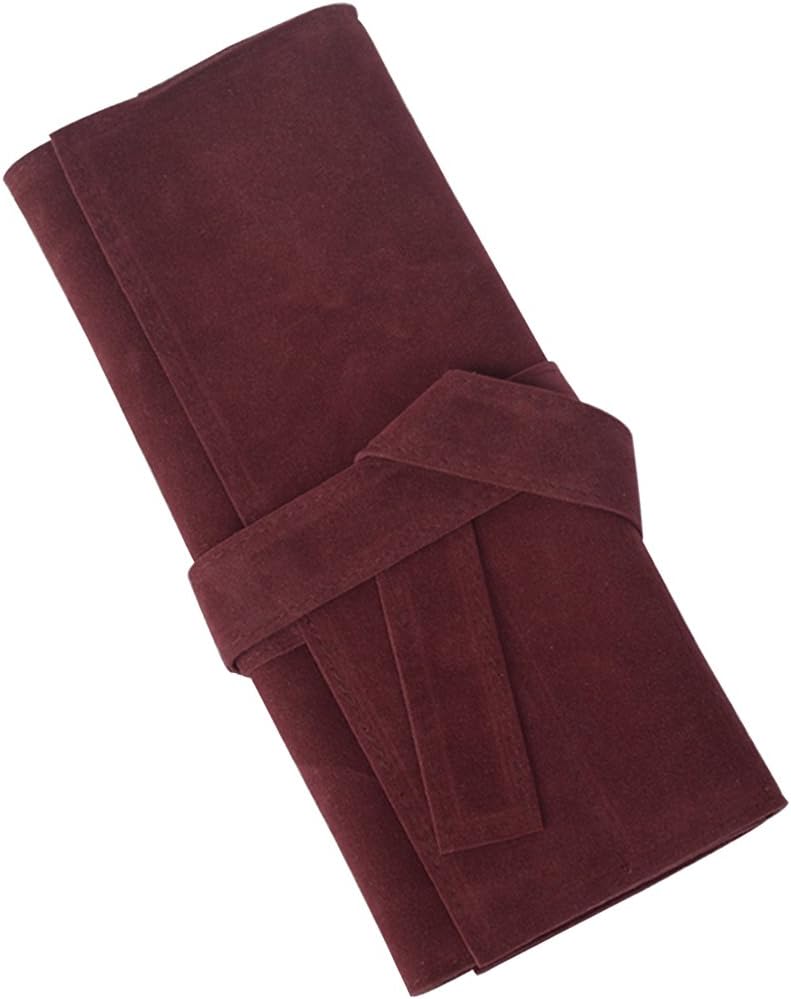 Microfiber Fabric Salon Scissors Bag Roll Up Hair Tools Pouch for Stylist Barber Hairdressers, Red