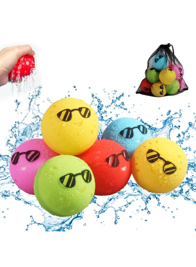 KOWVOWZ 6 PCS Reusable Water Balloons for Kids Soft Silicone Water Splash Ball Magnetic Refillable Quick Fill Water Balls Self Sealing Water Bombs Splash Balls for Pool - Image 1