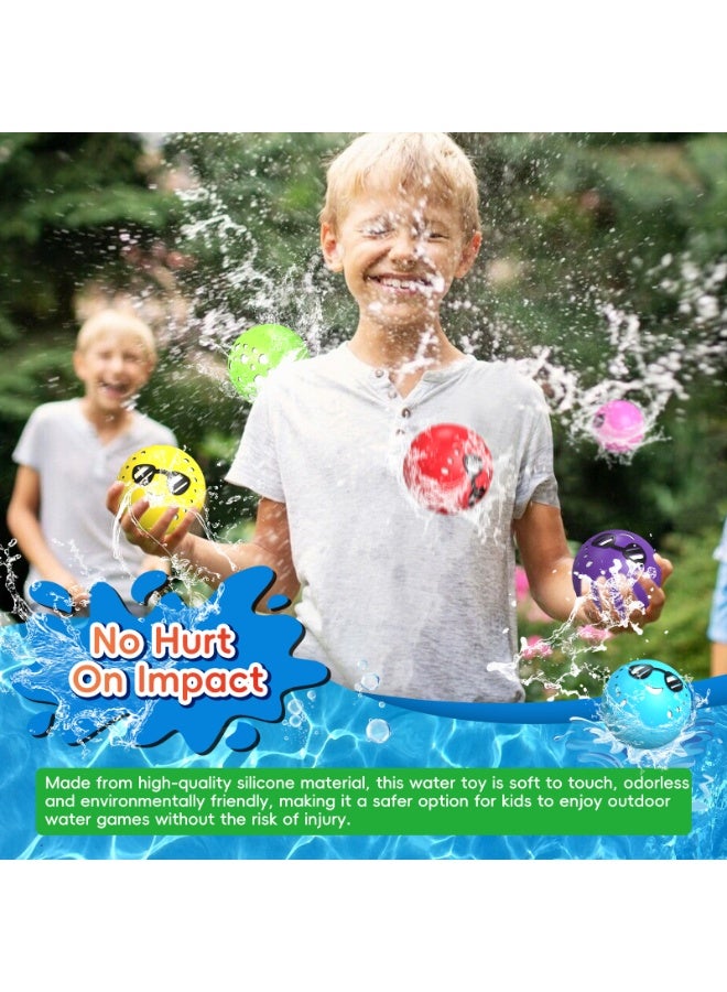 KOWVOWZ 6 PCS Reusable Water Balloons for Kids Soft Silicone Water Splash Ball Magnetic Refillable Quick Fill Water Balls Self Sealing Water Bombs Splash Balls for Pool - Image 3