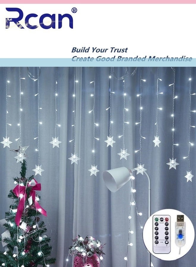 Rcan LED Snowflake String Lights 4M Memory Window Snowflake Lights with Remote Control Battery Operated Waterproof Lights Indoor Outdoor Decorations 8 Modes for Bedroom Party Patio Room Garden - Image 1
