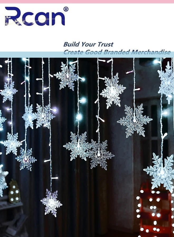 Rcan LED Snowflake String Lights 4M Memory Window Snowflake Lights with Remote Control Battery Operated Waterproof Lights Indoor Outdoor Decorations 8 Modes for Bedroom Party Patio Room Garden - Image 3