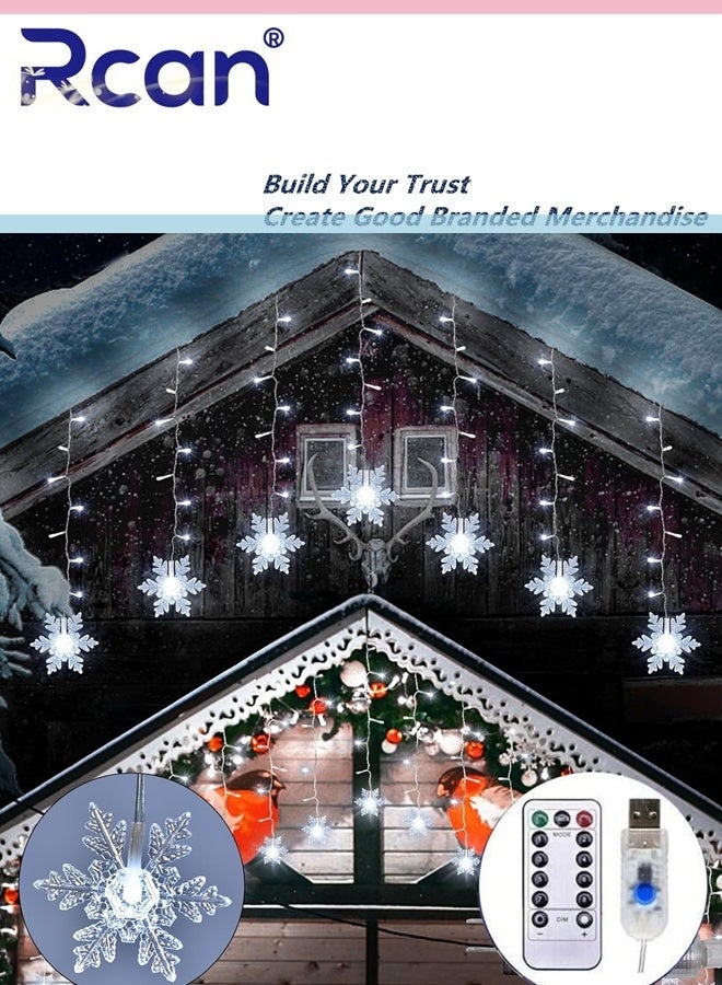 Rcan LED Snowflake String Lights 4M Memory Window Snowflake Lights with Remote Control Battery Operated Waterproof Lights Indoor Outdoor Decorations 8 Modes for Bedroom Party Patio Room Garden - Image 5