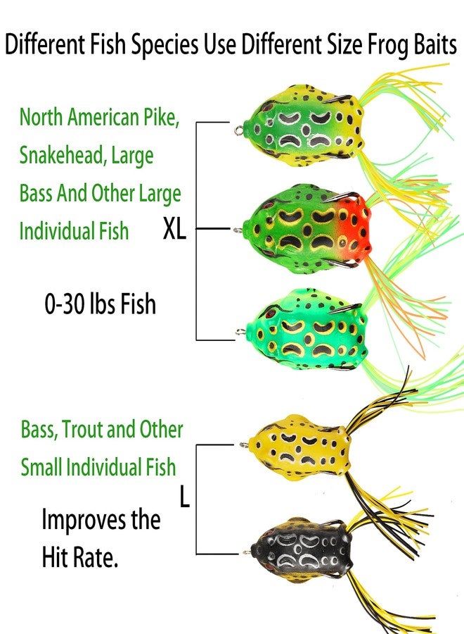 Jeoronuly 5Pcs Topwater Frog Lures Sets with Bait Box, Frog Lure Ray Frog Topwater Fishing Crankbait Lures, Frog Artificial Soft Bait for Bass Snakehead, Weedless Freshwater Soft Simulated Frog Bait - Image 4