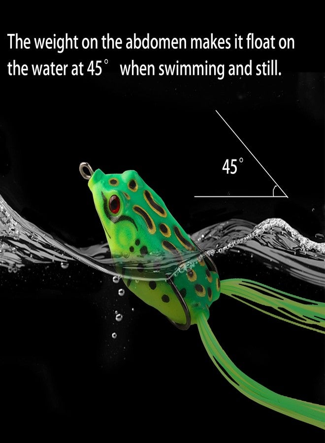 Jeoronuly 5Pcs Topwater Frog Lures Sets with Bait Box, Frog Lure Ray Frog Topwater Fishing Crankbait Lures, Frog Artificial Soft Bait for Bass Snakehead, Weedless Freshwater Soft Simulated Frog Bait - Image 5