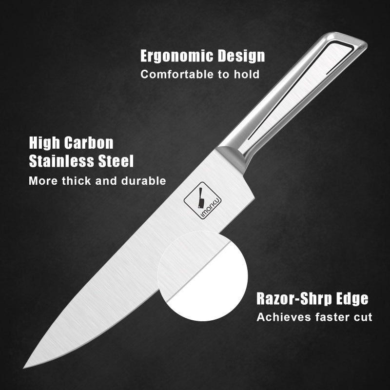 آيماركو مجموعة سكاكين المطبخ imarku مع كتلة ومبراة مدمجة من الفولاذ المقاوم للصدأ الياباني مجموعة سكاكين مكونة من 14 قطعة مع سكين متعدد الاستخدامات آمن للاستخدام في غسالة الأطباق ومقابض مريحة غير قابلة للانزلاق هدية أساسية للطهاة المنزليين - Image 5