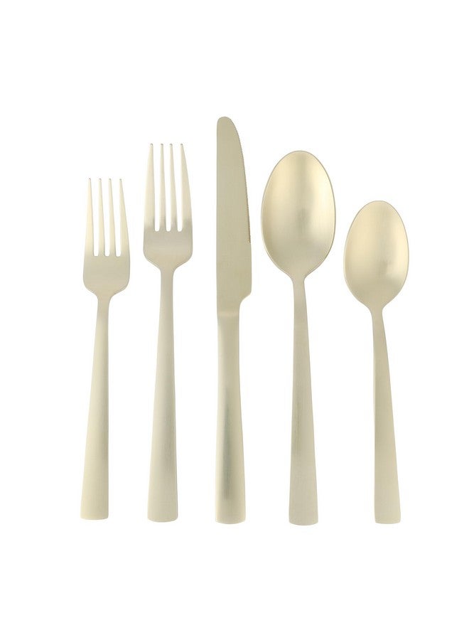 Gibson Elite Earlston 20-Piece Flatware Silverware Set - Stainless Steel Utensils - Forks, Spoons, Knives - Service for 4 - Matte Champagne Gold - Image 4