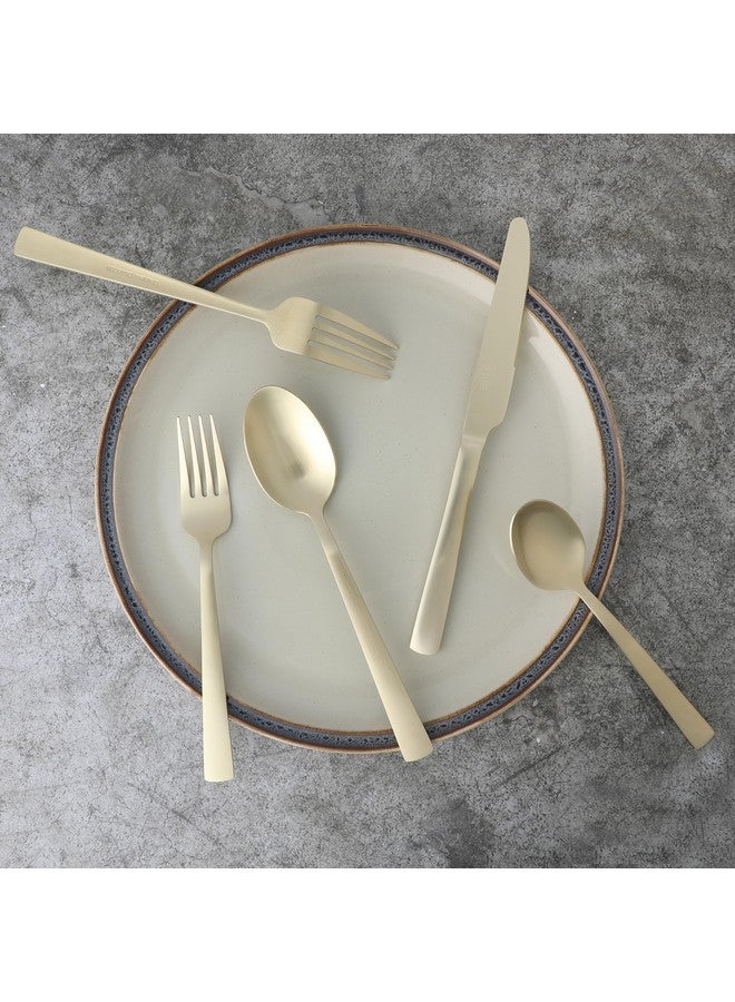 Gibson Elite Earlston 20-Piece Flatware Silverware Set - Stainless Steel Utensils - Forks, Spoons, Knives - Service for 4 - Matte Champagne Gold - Image 3