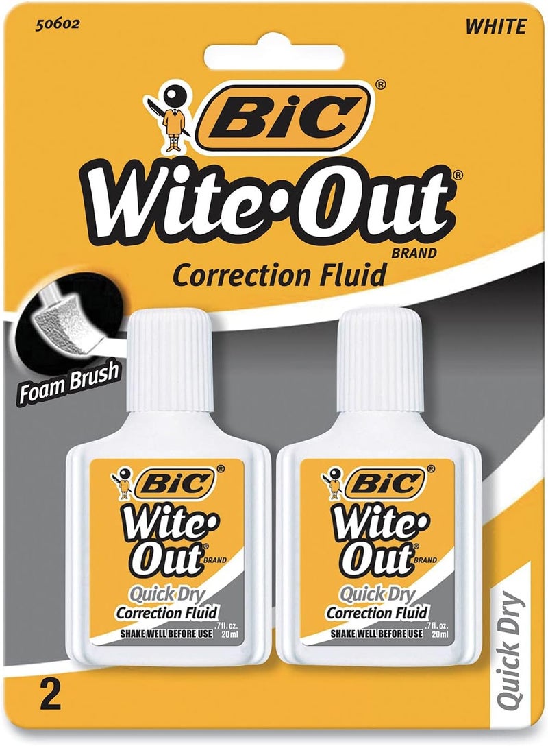 Bic 781671 Wite-Out Quick Dry Correction Fluid 2/Pack (WOFQDP24-A-WHI) - Image 1