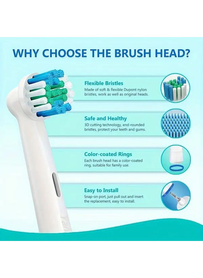 16pcs White Replacement Toothbrush Heads With Protective Covers And Color Rings - Image 2