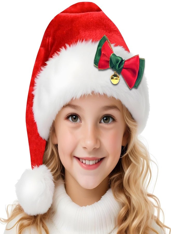 Asekonc Santa Hat Kids Red Velvet Santa Claus Hat Christmas Hat For Boys Girls Christmas Xmas New Year Party Supplies - Image 1