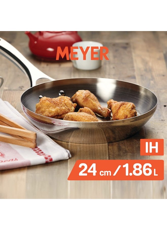 MEYER Meyer Select Nickel Free Stainless Steel Frypan | Frying Pan | Steel Frying Pan with Triply Base | Steel Fry pan | Gas and Induction Compatible, 24 cm  - Image 2