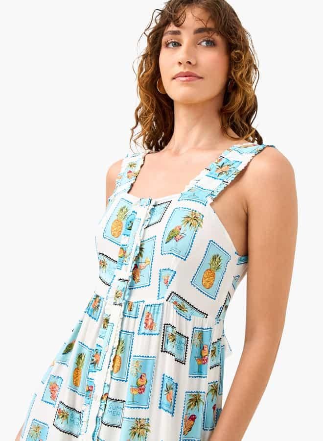 سبلاش فيڤ فستان ماكسي مطبوع - Image 4