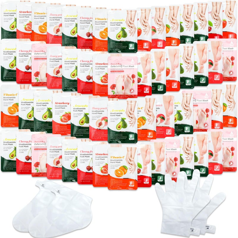 Swiffen 48 Pcs Fruits Beauty Hand Foot Mask Bulk Hydrating Hand Foot Moisturizing Gloves Aloe Mask for Spa Kit Beauty Skincare Gift Kits for Women - Image 1